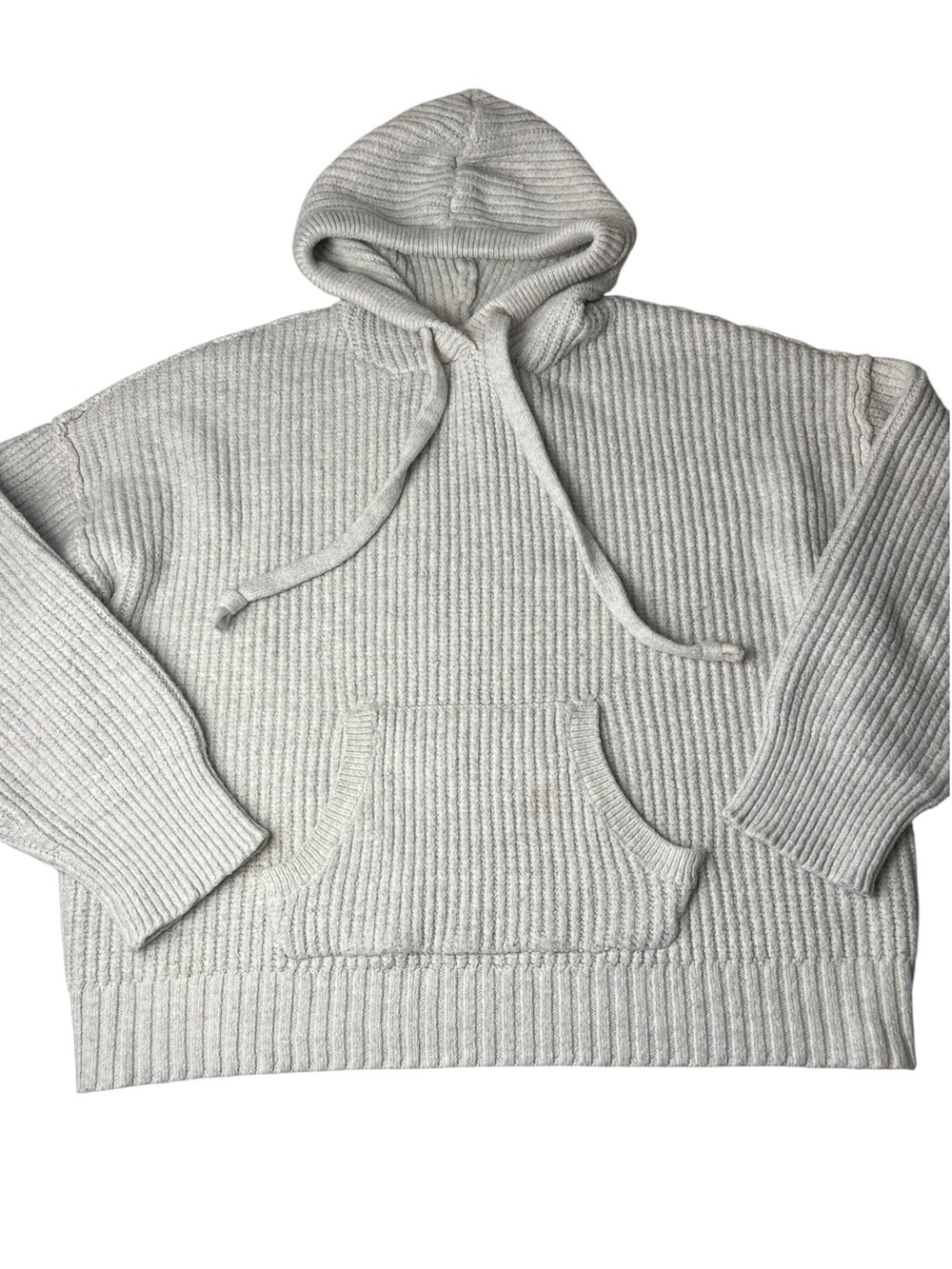 American Eagle Size Medium Chunky Knit Pullover Hooded Cream Sweater